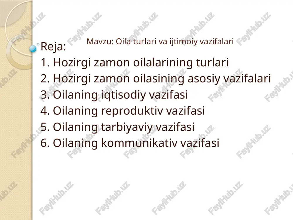 oila turli va ijtimoiy vazifalari — PPTX