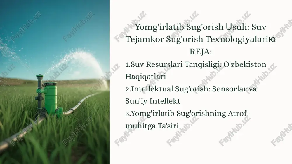 suv resurslari tanqisligi: o'zbekiston haqiqatlari — PPTX