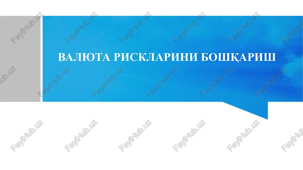 valyuta risklarini boshqarish — PPTX