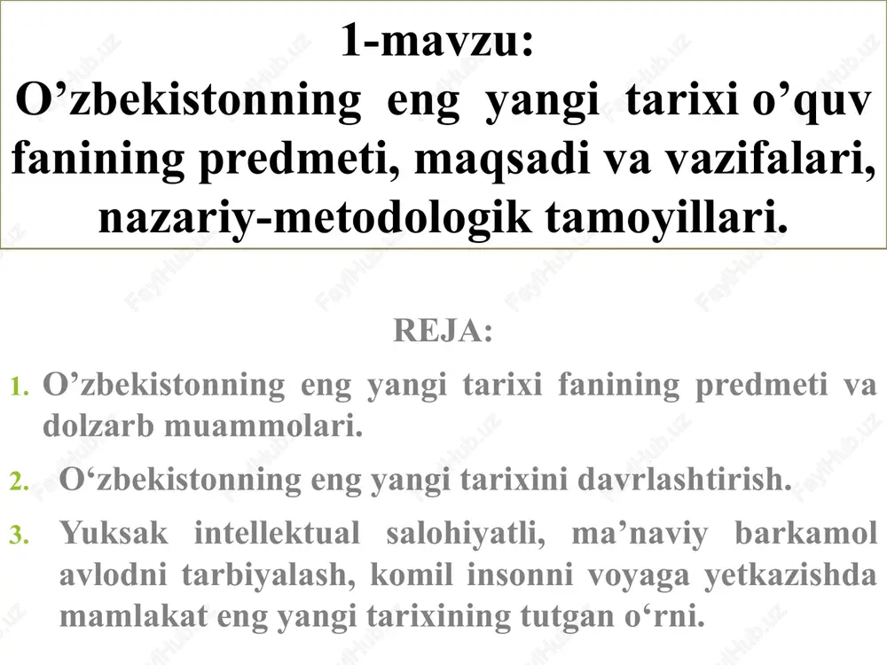 o’zbekistonning eng yangi tarixi — PPTX