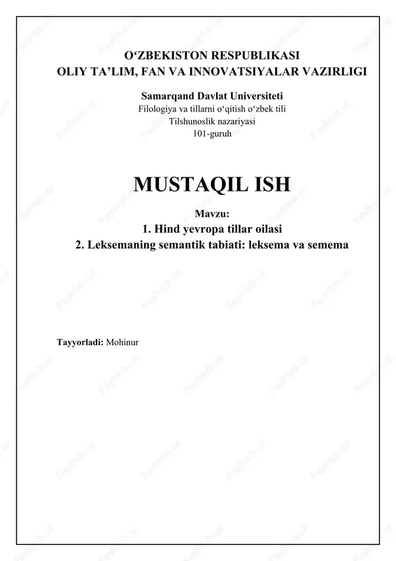 hind-yevropa tillari oilasiga kirish — DOCX