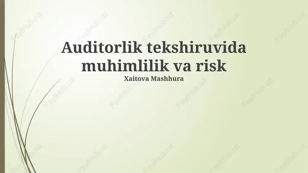 auditorlik tekshiruvida muhimlilik va risk — PPTX