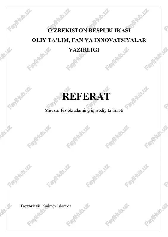 fiziokratlarning iqtisodiy taʼlimoti — DOCX