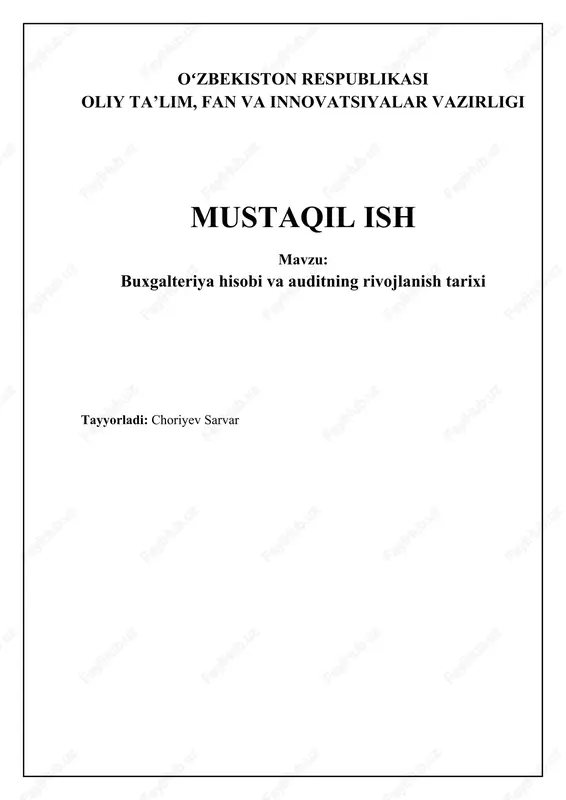 buxgalteriya hisobi va auditning rivojlanish tarixi — DOCX