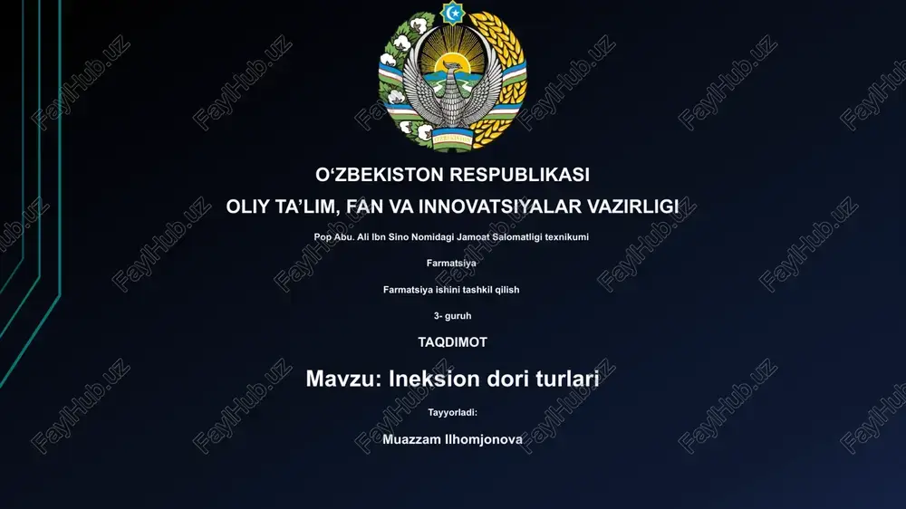 in'eksion dori turlari — PPTX