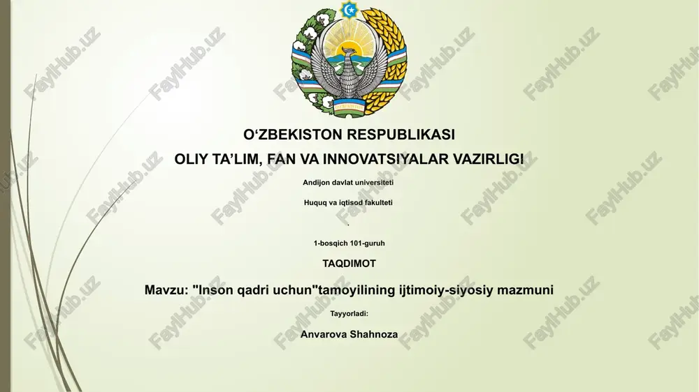 "inson qadri uchun" tamoyili — PPTX