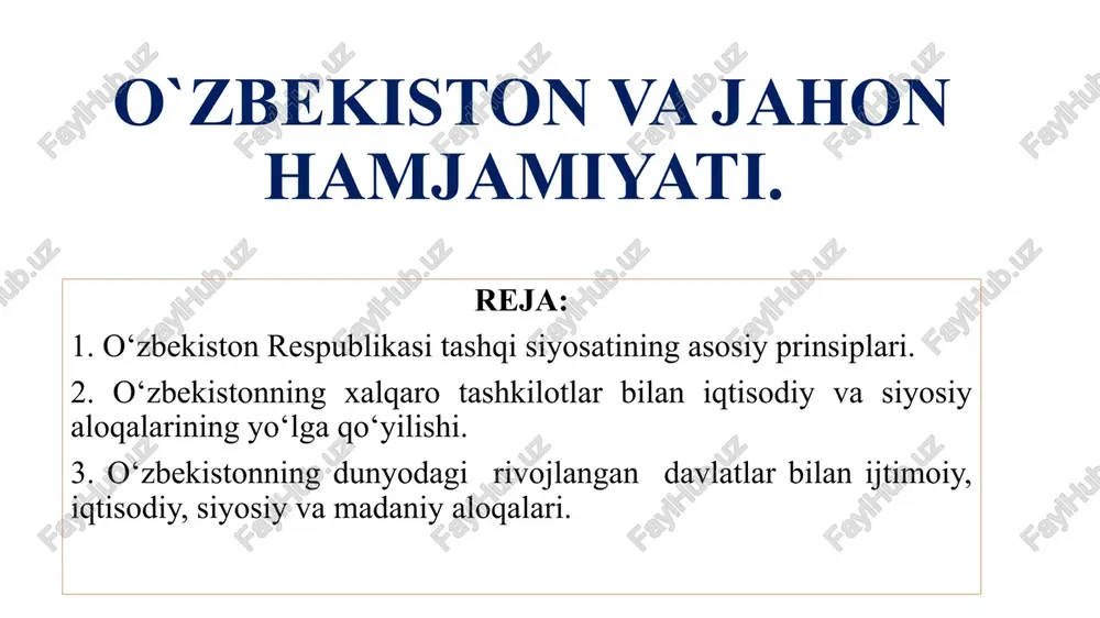 o‘zbekiston va jahon hamjamiyati — PPTX