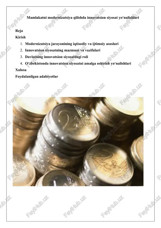 innovatsion siyosat va mamlakatni modernizatsiya qilish — DOCX