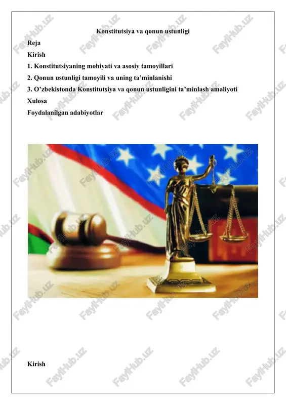 konstitutsiya va qonun ustunligi — DOCX