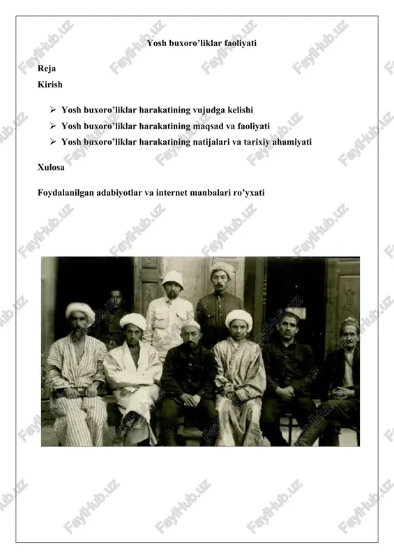 yosh buxoro’liklar faoliyati — DOCX