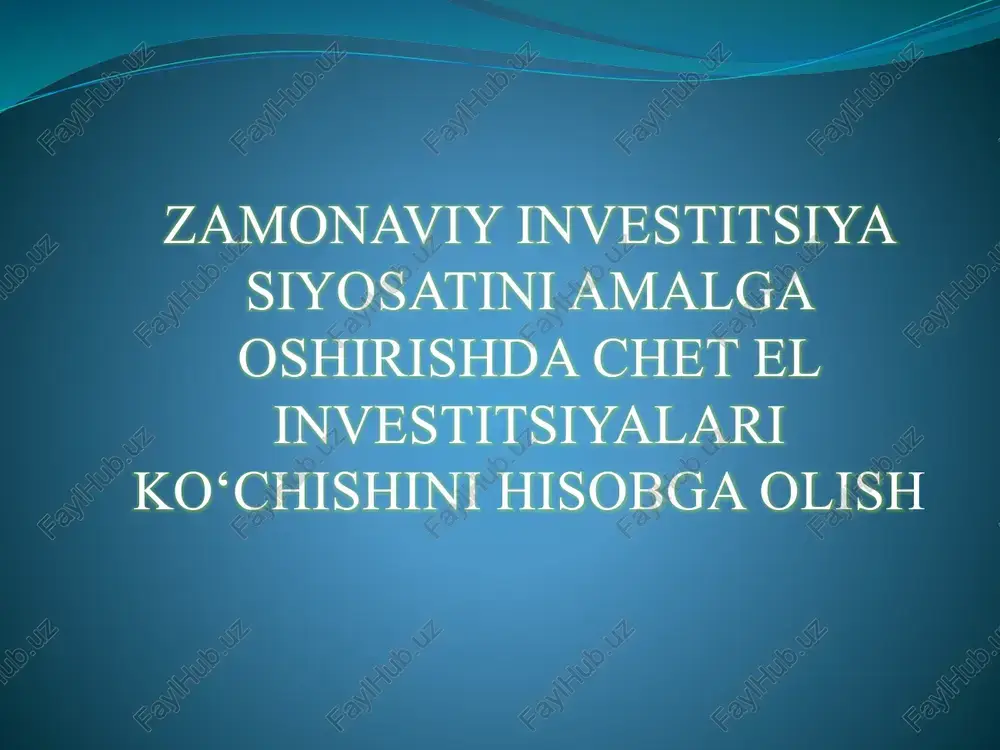 zamonaviy investitsiya siyosati — PPTX
