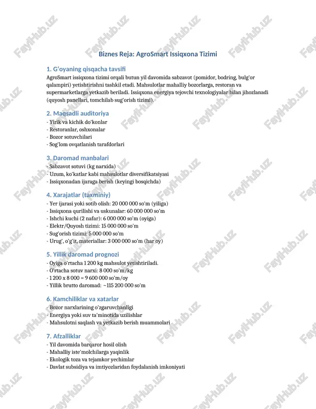 agrosmart issiqxona tizimi — DOCX