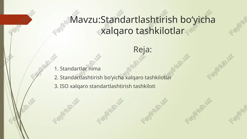 standartlashtirishbo‘yichaxalqarotashkilotlar — PPTX