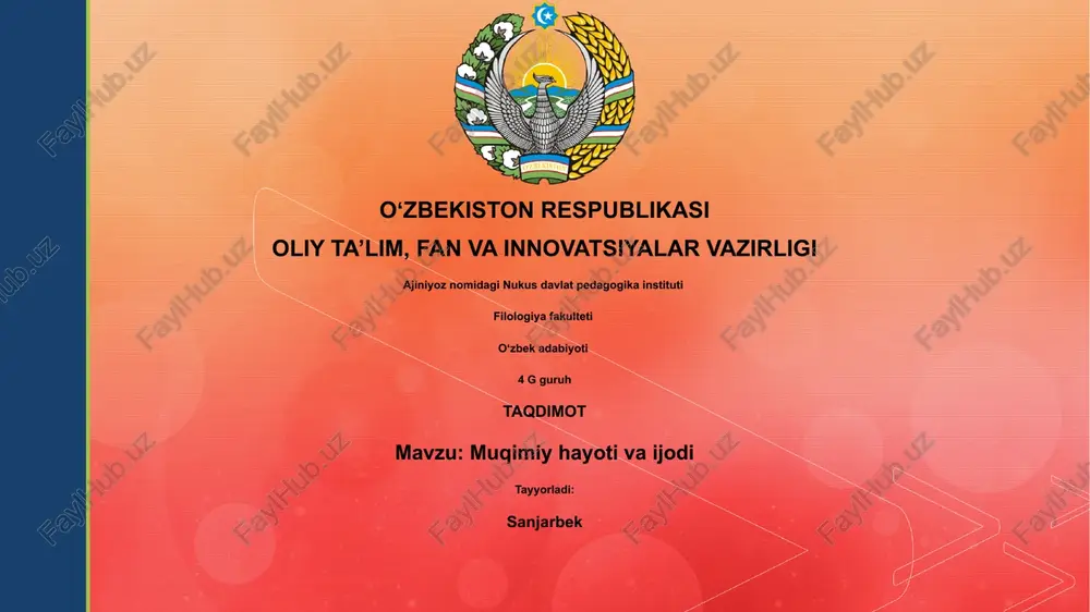 muqimiyning hayoti va ijodi — PPTX