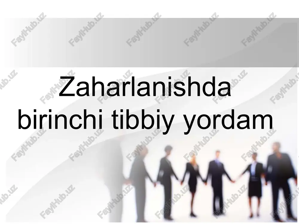 zaharlanishda birinchi tibbiy yordam — PPTX