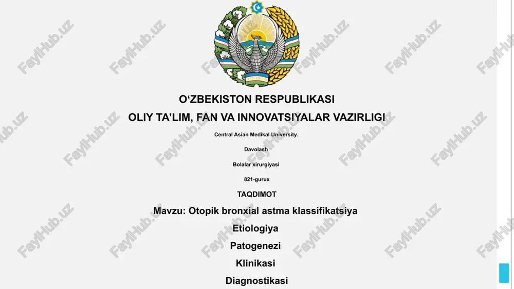 otopik bronxial astma klassifikatsiya — PPTX