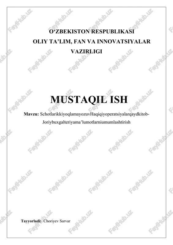 hisob siyosati qo'llanmasi — DOCX