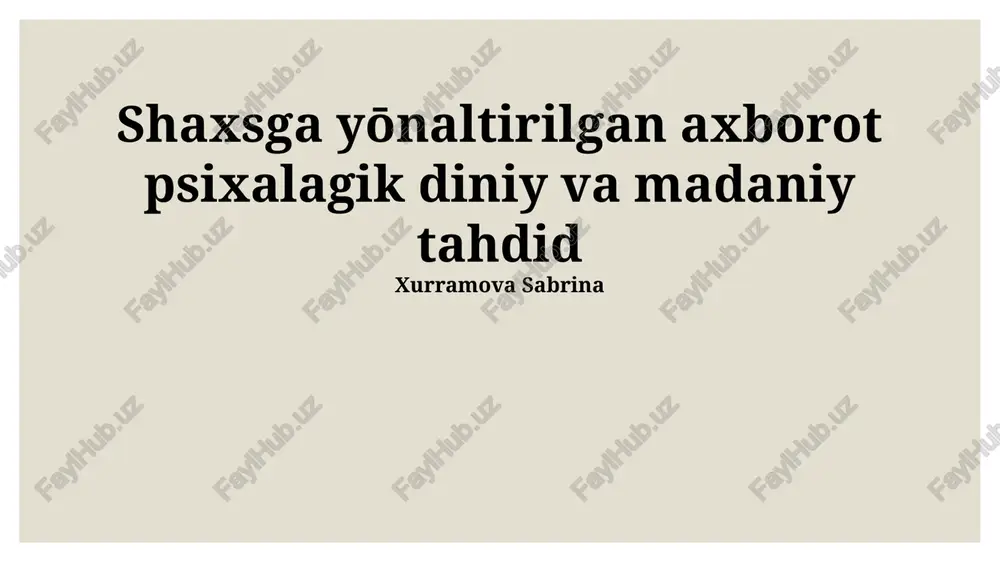 shaxsga yo'naltirilgan tahdidlar — PPTX