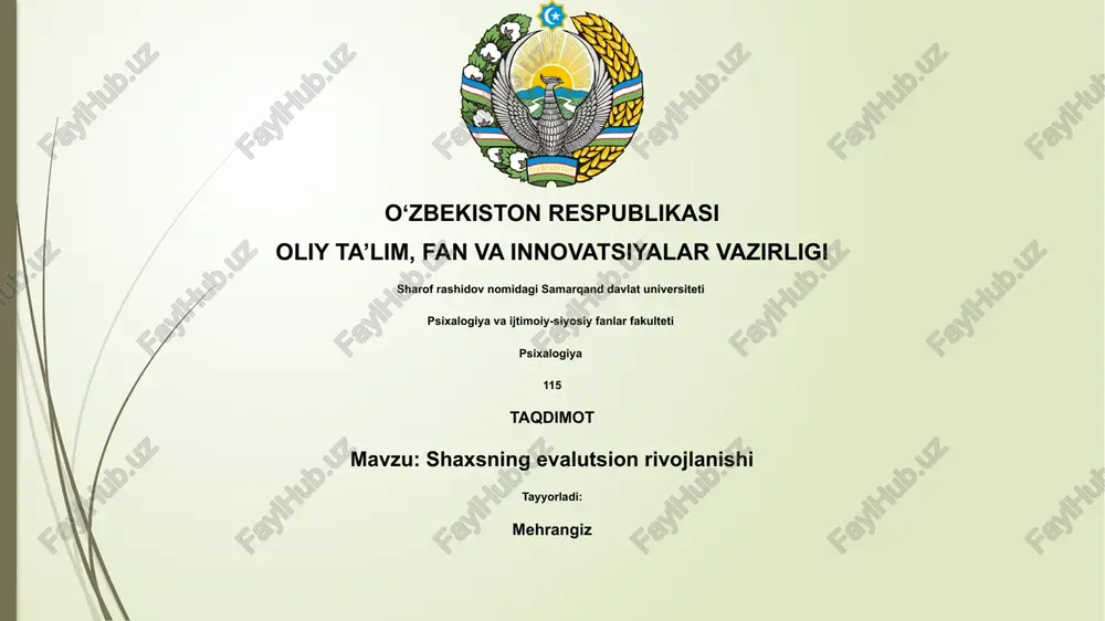 shaxsning evalutsion rivojlanishi — PPTX