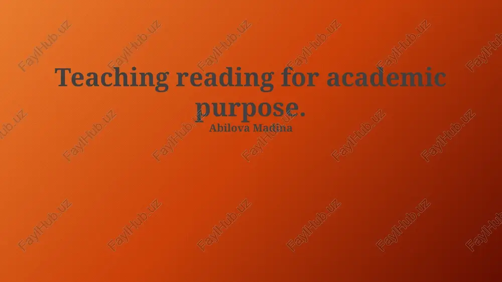 teaching reading for academic purpose — PPTX