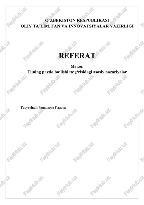 tilning kelib chiqishi nazariyalari — DOCX