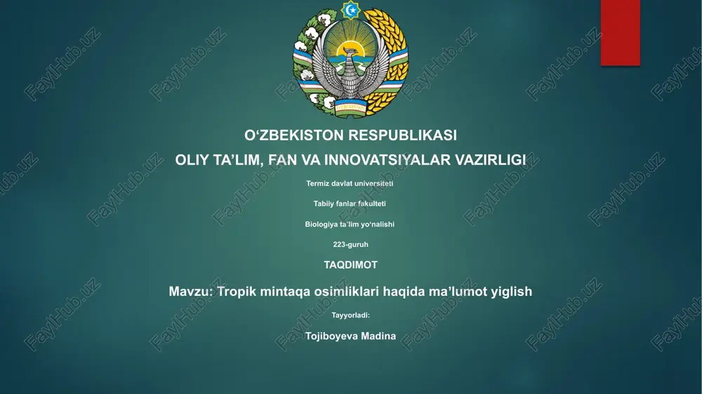 tropik o'simliklari haqida maʼlumot — PPTX