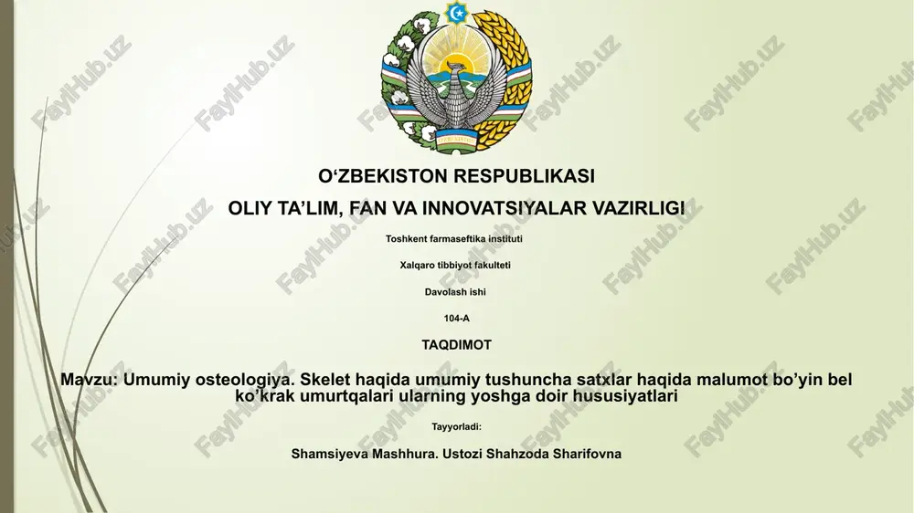 umumiy osteologiya — PPTX
