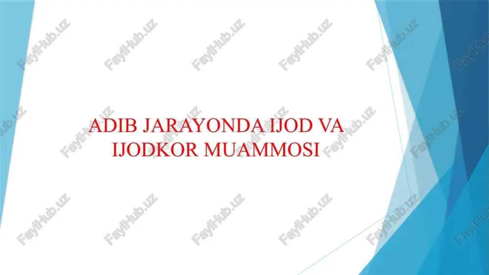 adib jarayonida ijod va ijodkor muammosi — PPTX