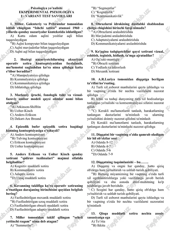 eksperimental psixologiya — DOC
