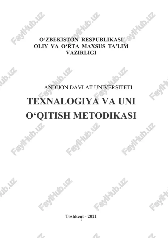 texnalogiya va uni o‘qitish metodikasi — DOC