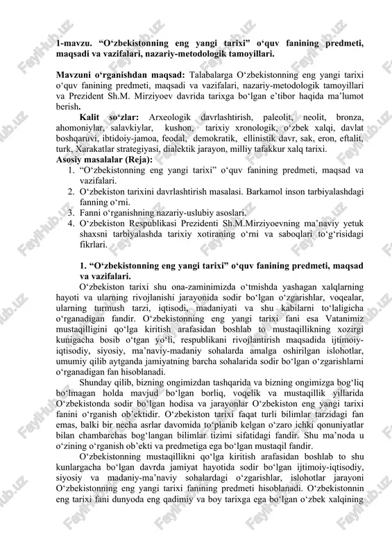 o‘zbekistonning eng yangi tarixi — DOC