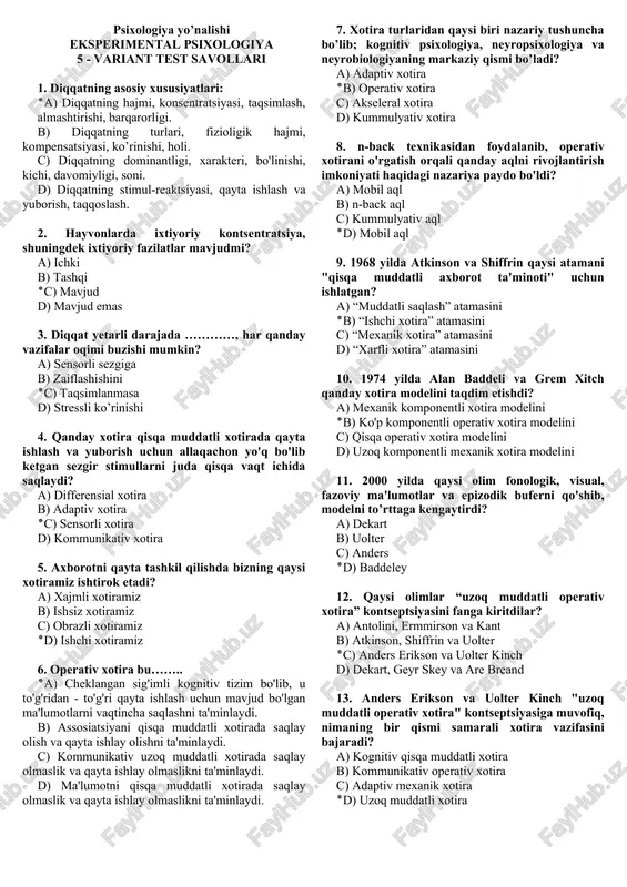 eksperimental psixologiya — DOC