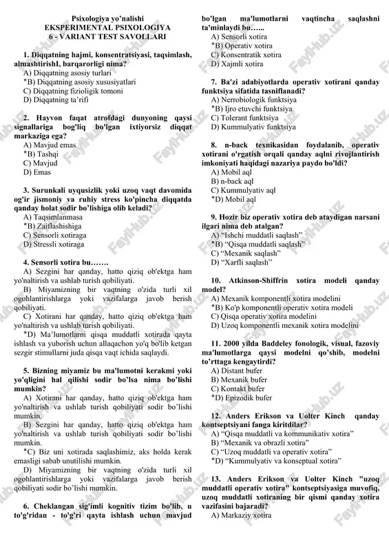 eksperimental psixologiya — DOC