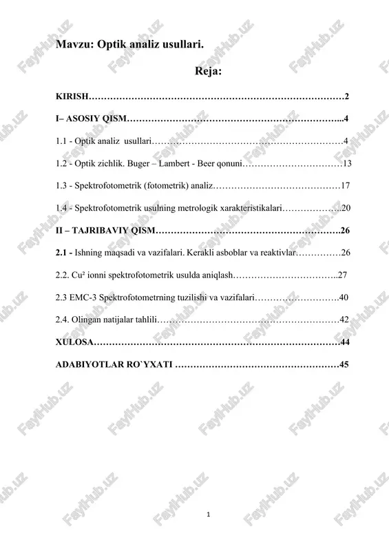 optik analiz usullari — DOCX
