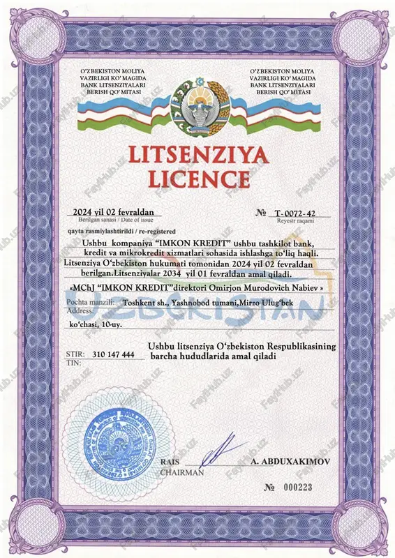 bank litsenziyasi — PDF