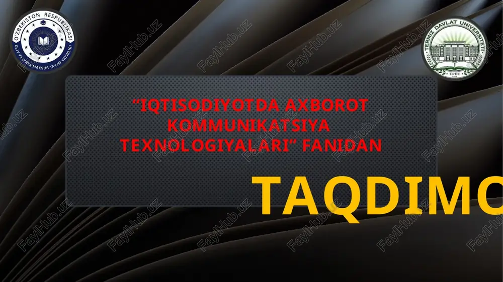 informatsion-kommunikatsion texnologiyalarining dasturiy ta’minoti. — PPTX