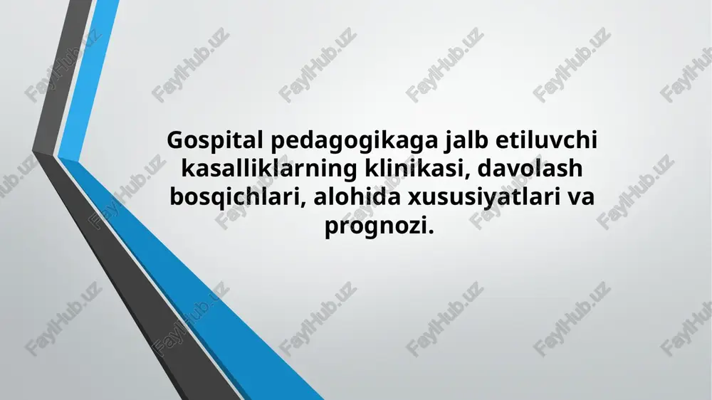 gospital pedagogikaga jalb etilayotgan kasalliklar klinikasi — PPTX
