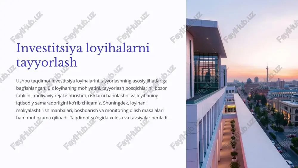 investitsiya loyihalarni tayyorlash — PPTX