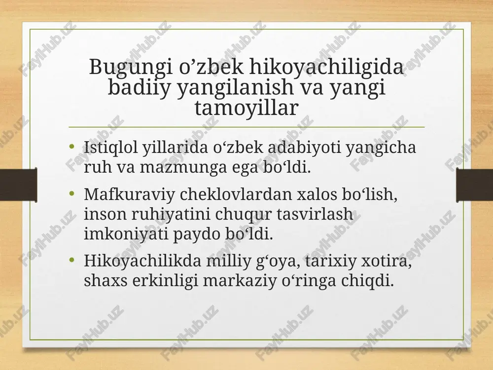 istiqlol davri o'zbek hikoyachiligi — PPTX