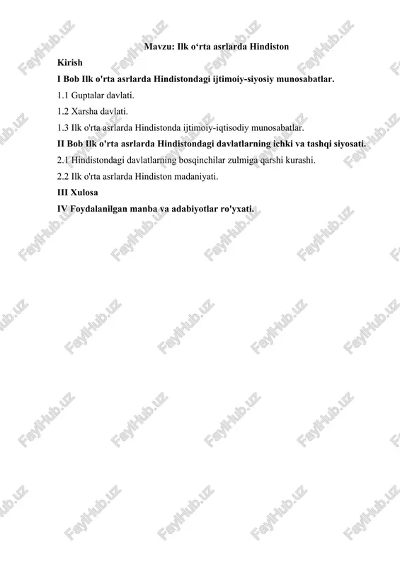 ilk o‘rta asrlarda hindiston — DOCX