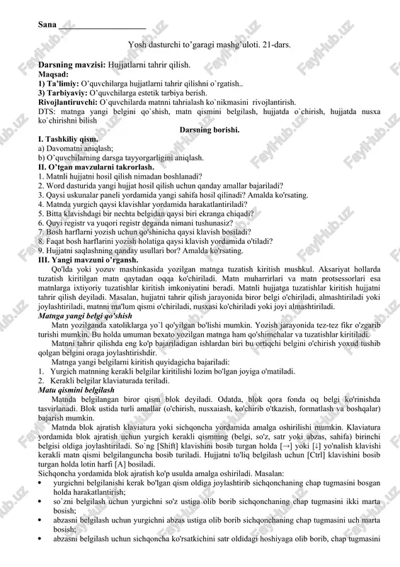 hujjatlarni tahrir qilish — DOC