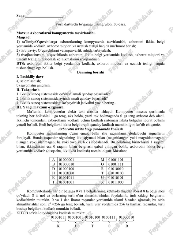 axorotlarni kompyuterda tasvirlanishi — DOC