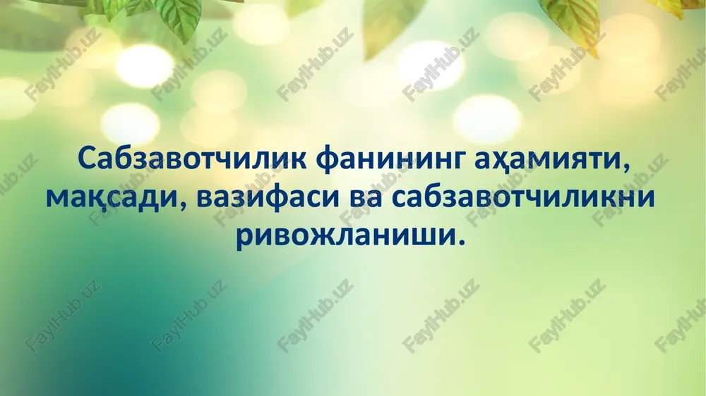 sabzavotchilik — PPTX