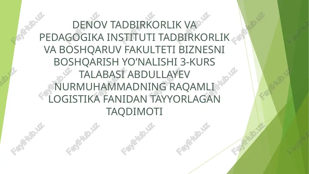 yashil logistika — PPTX
