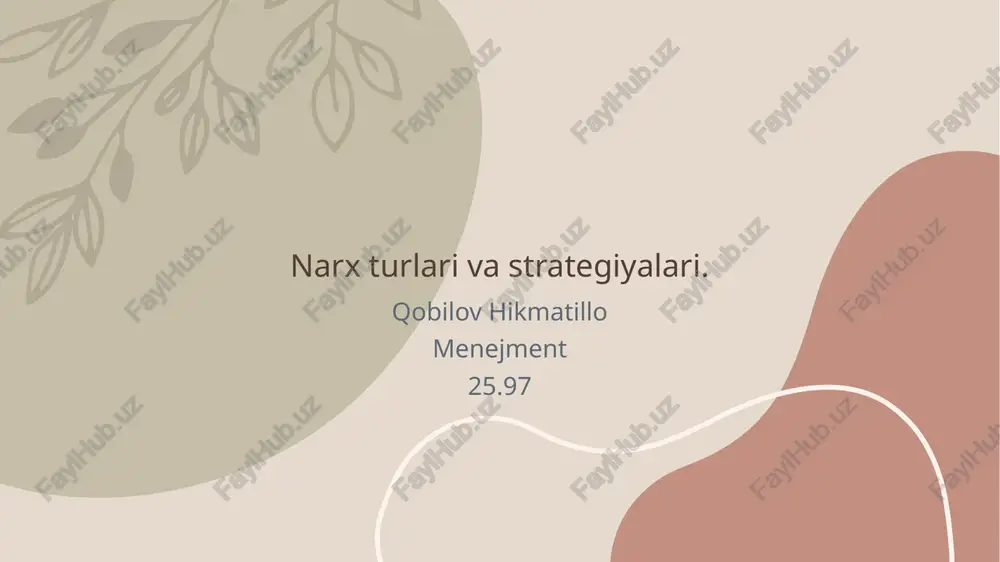 narx turlari va strategiyalari — PPTX