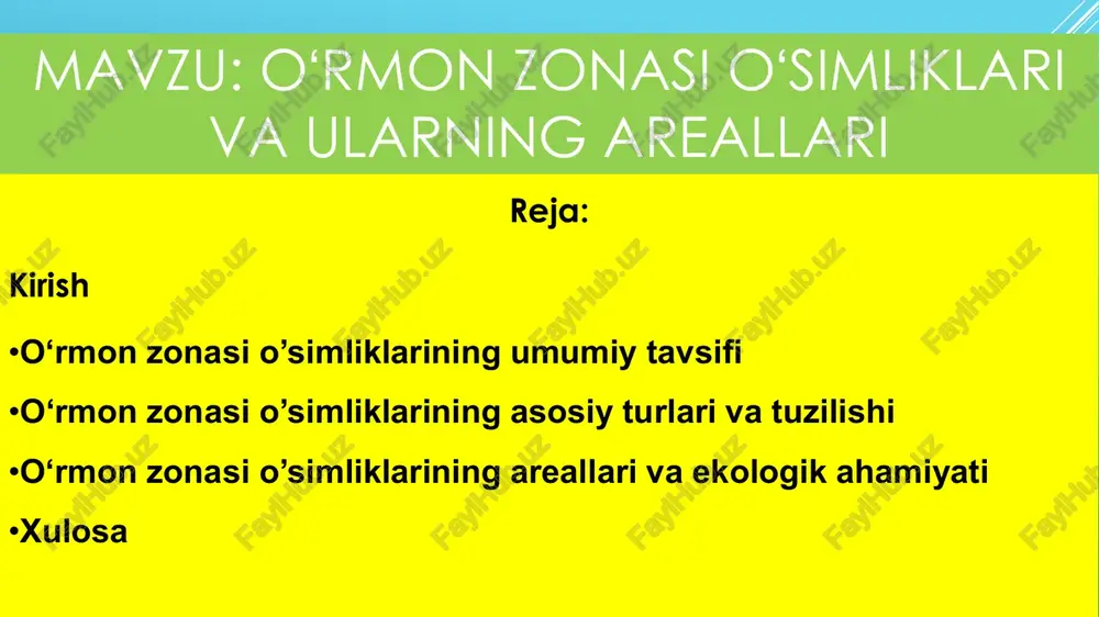 oʻrmon zonasi oʻsimliklari va ularning areallari — PDF