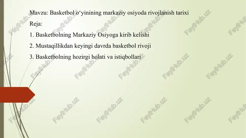 basketbol o‘yinining markaziy osiyoda rivojlanish tarixi — PPTX