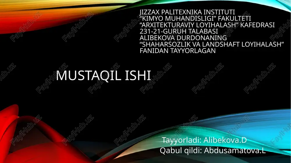 sharsozlik va landshaft " istirohat bogʻi " — PPTX