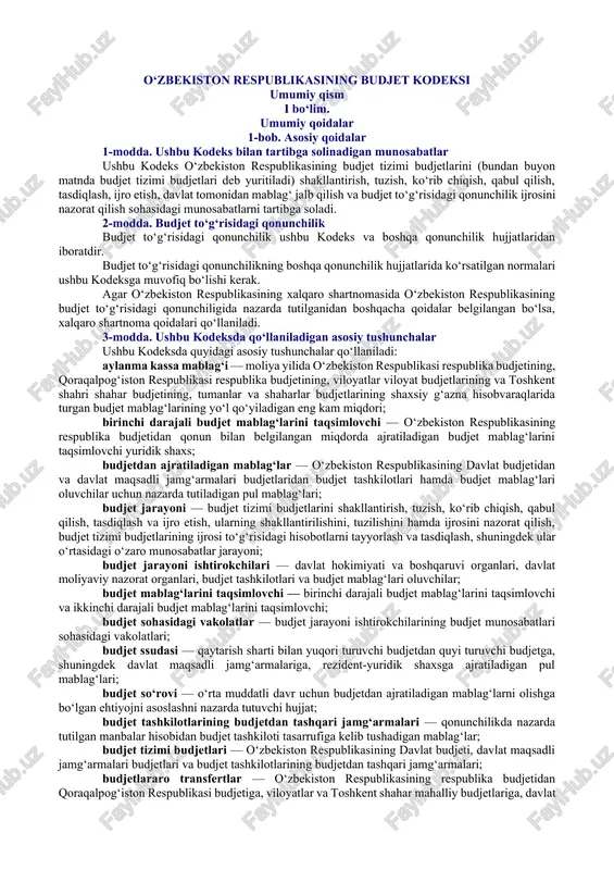 iqtisodiyot byudet kodeksi — DOCX
