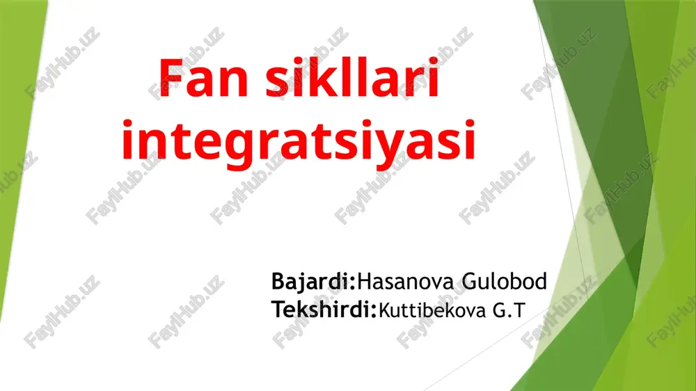 fan sikllari integratsiyasi — PPTX